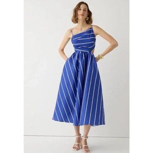 J Crew Collection Side-Cutout Midi Dress in Striped Taffeta